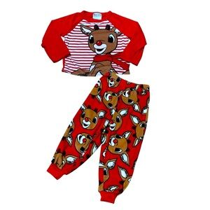 Rudolph Red Nosed Reindeer Christmas Pajamas 2PC Set Long Sleeve Top Pants 2T